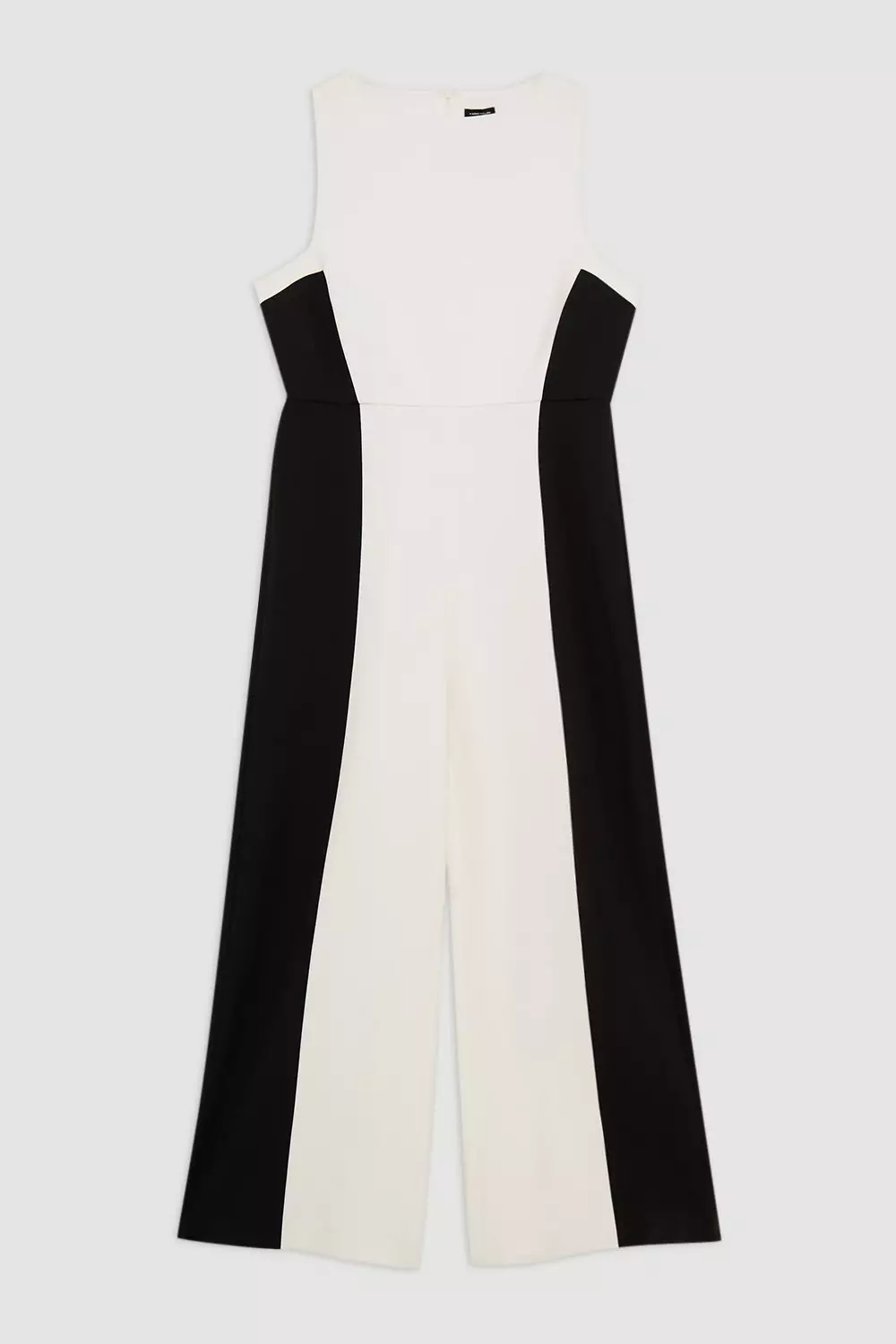 Plus Size Compact Stretch Color Block Panelled Tailored Wide