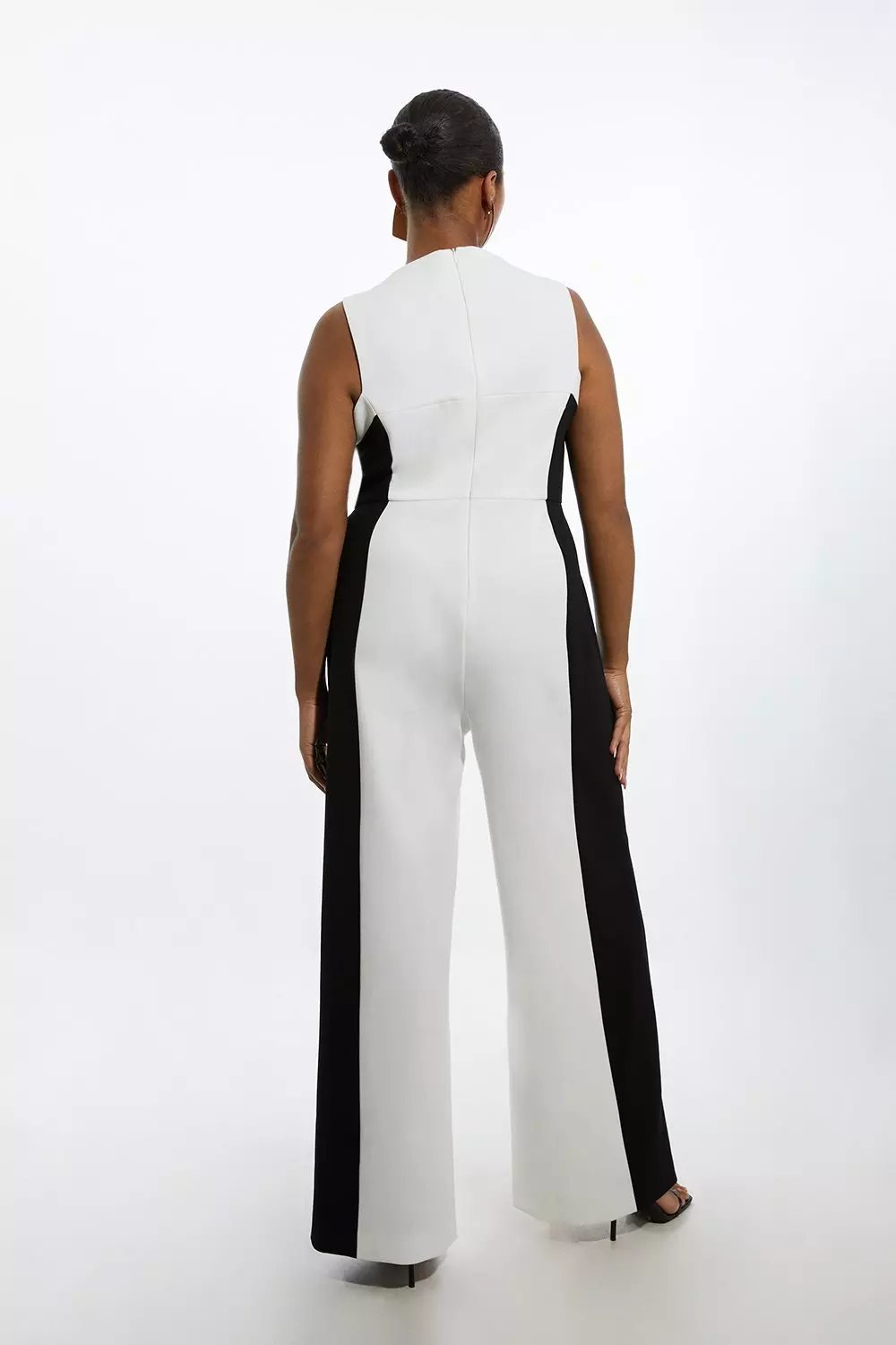 Plus Size Compact Stretch Color Block Panelled Tailored Wide