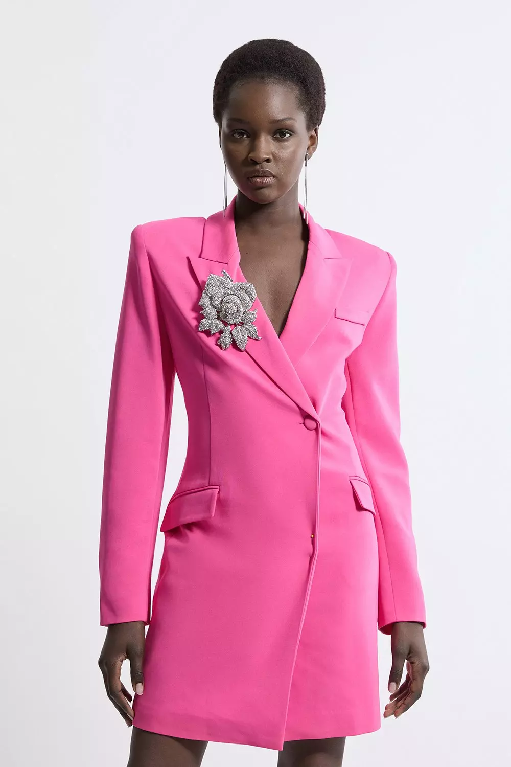 Karen Millen☆クリスタル装飾 テーラード ミダクシドレス Crystal Embellished Woven Blazer Mini Dress | Karen Millen