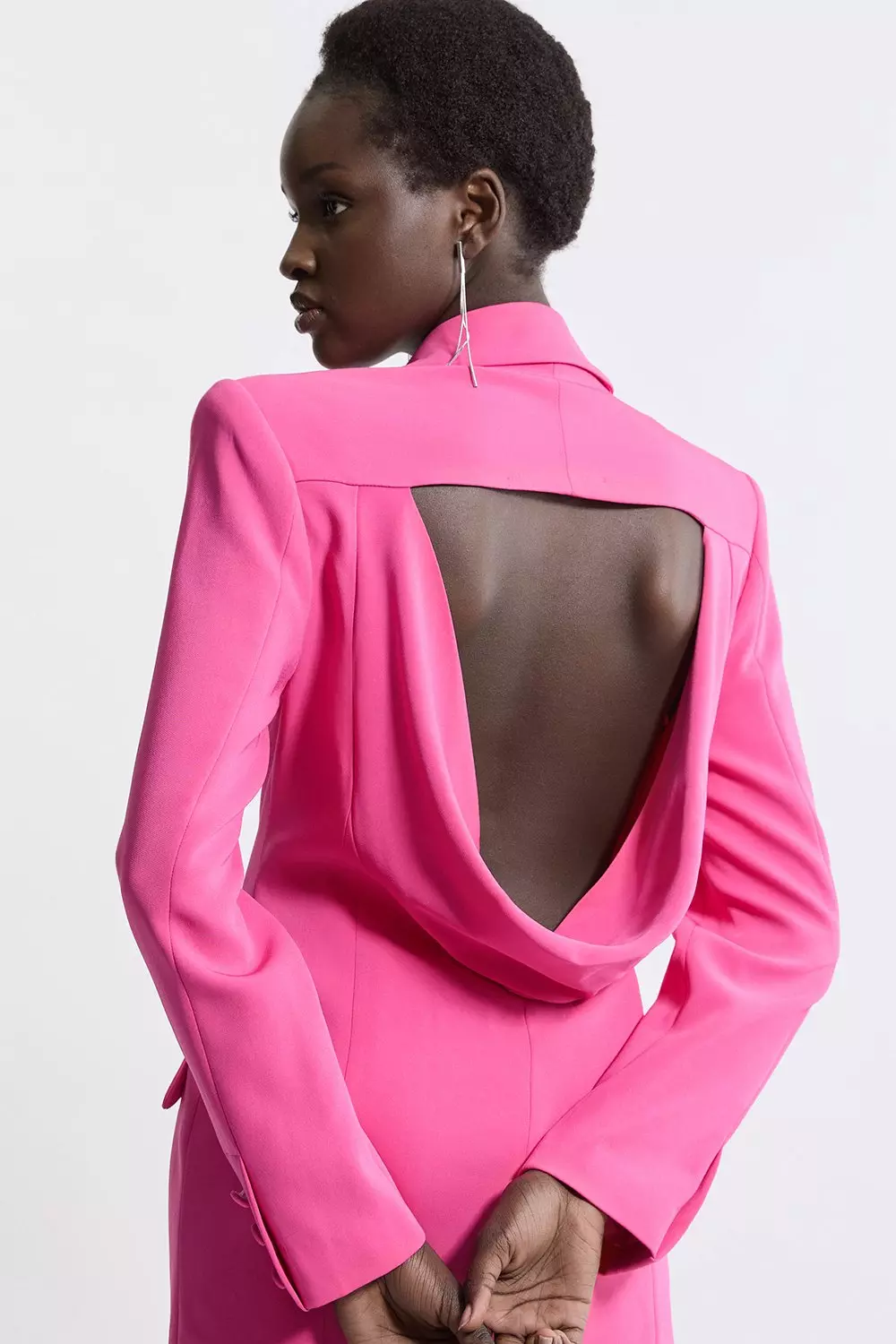 Tailored Viscose Crystal Embellished Blazer Mini Dress