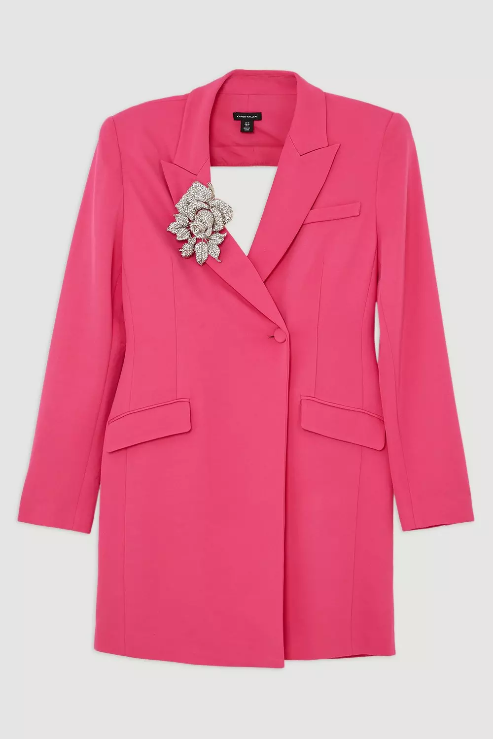 KAREN MILLEN ミニドレス 長袖 ブレザー クリスタル Ｖネック Tailored Viscose Crystal Embellished Blazer Mini Dress