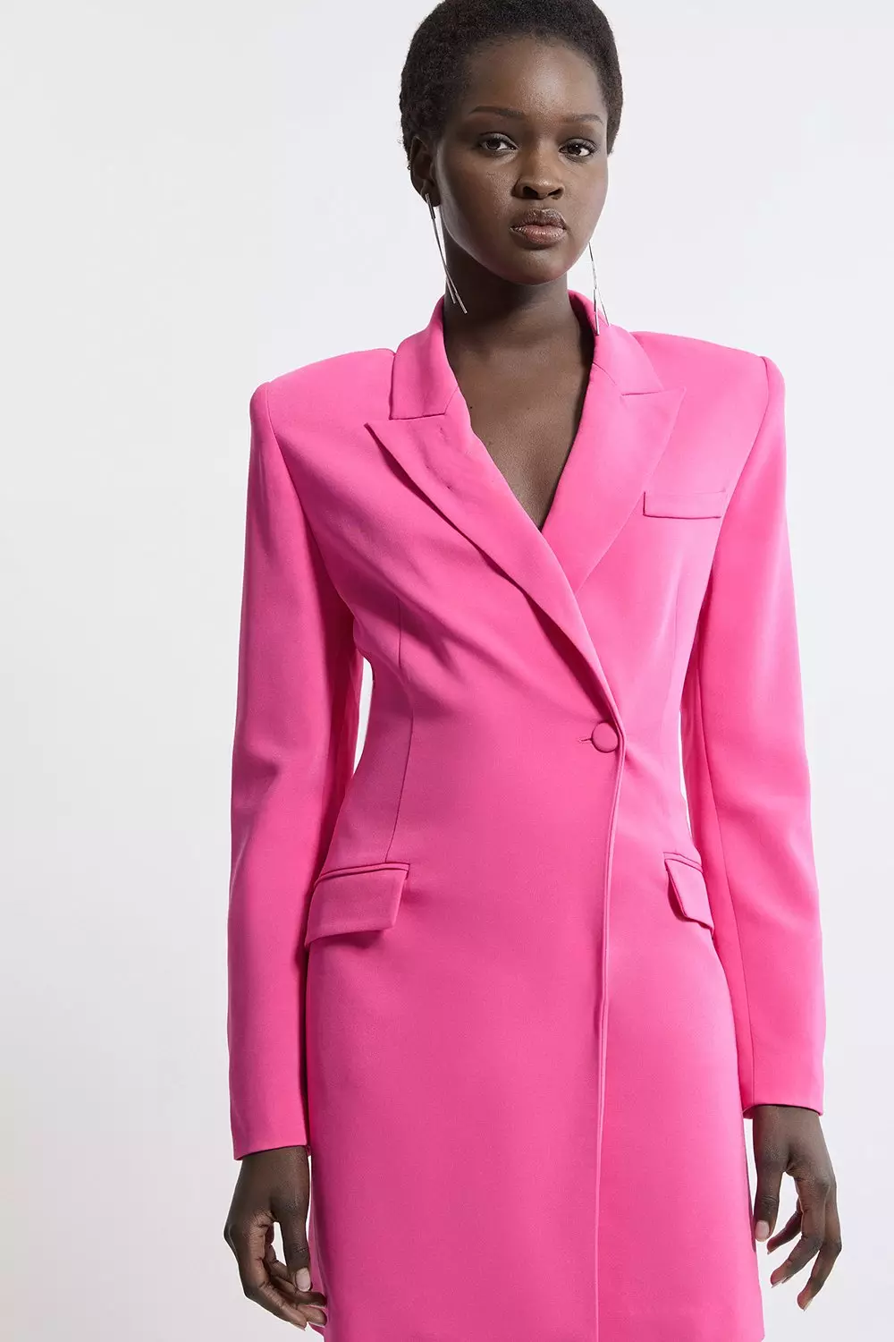 KAREN MILLEN ミニドレス 長袖 ブレザー クリスタル Ｖネック Tailored Viscose Crystal Embellished Blazer Mini Dress