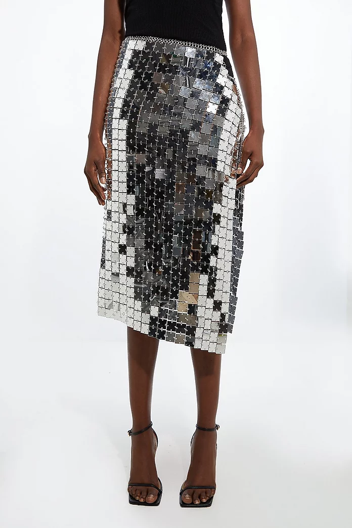 Mirrored Chainmail Wrap Midaxi Skirt | Karen Millen Mirrored Chainmail Wrap Midaxi Skirt | Karen Millen