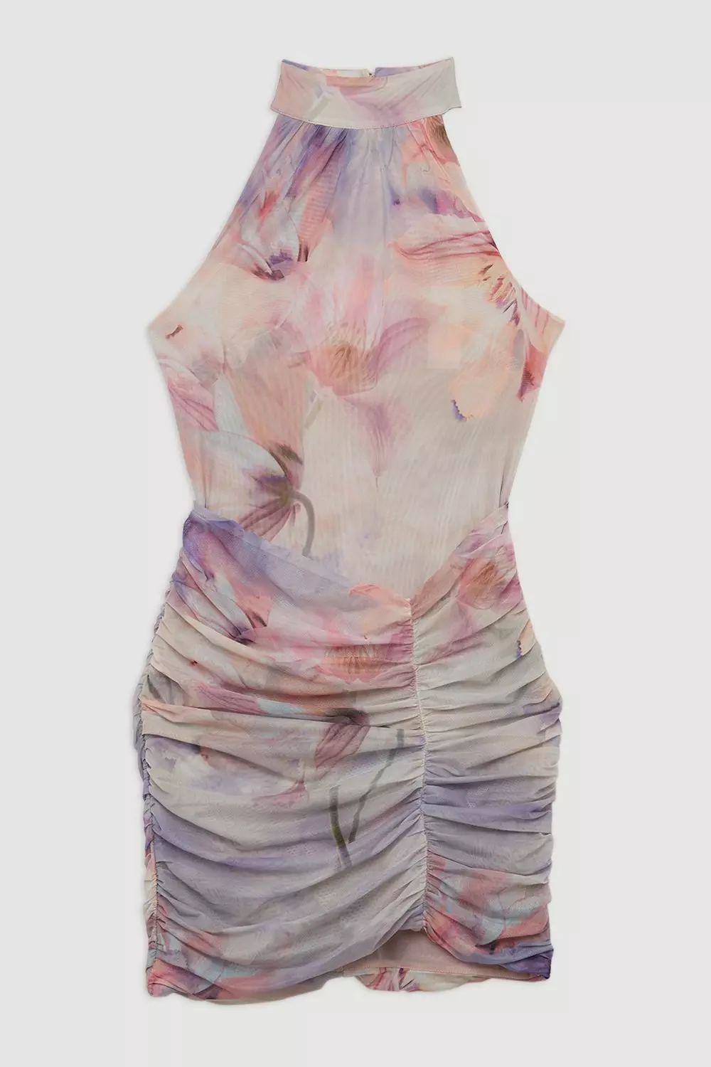 ★Karen Millen★ メッシュジャージーハイネックミニドレス Printed Mesh Jersey High Neck Mini Dress | Karen Millen