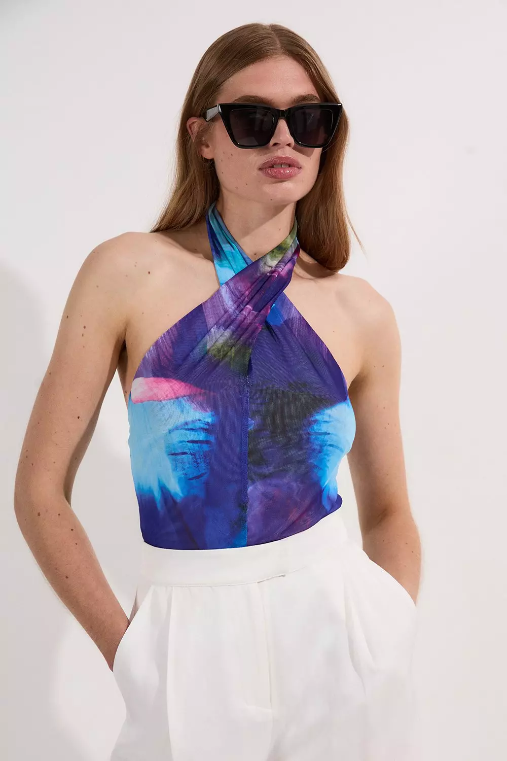 【mmm】EMBROIDERY SKIN TOP Solid Raw Edge Second Skin Top – AMB Designs