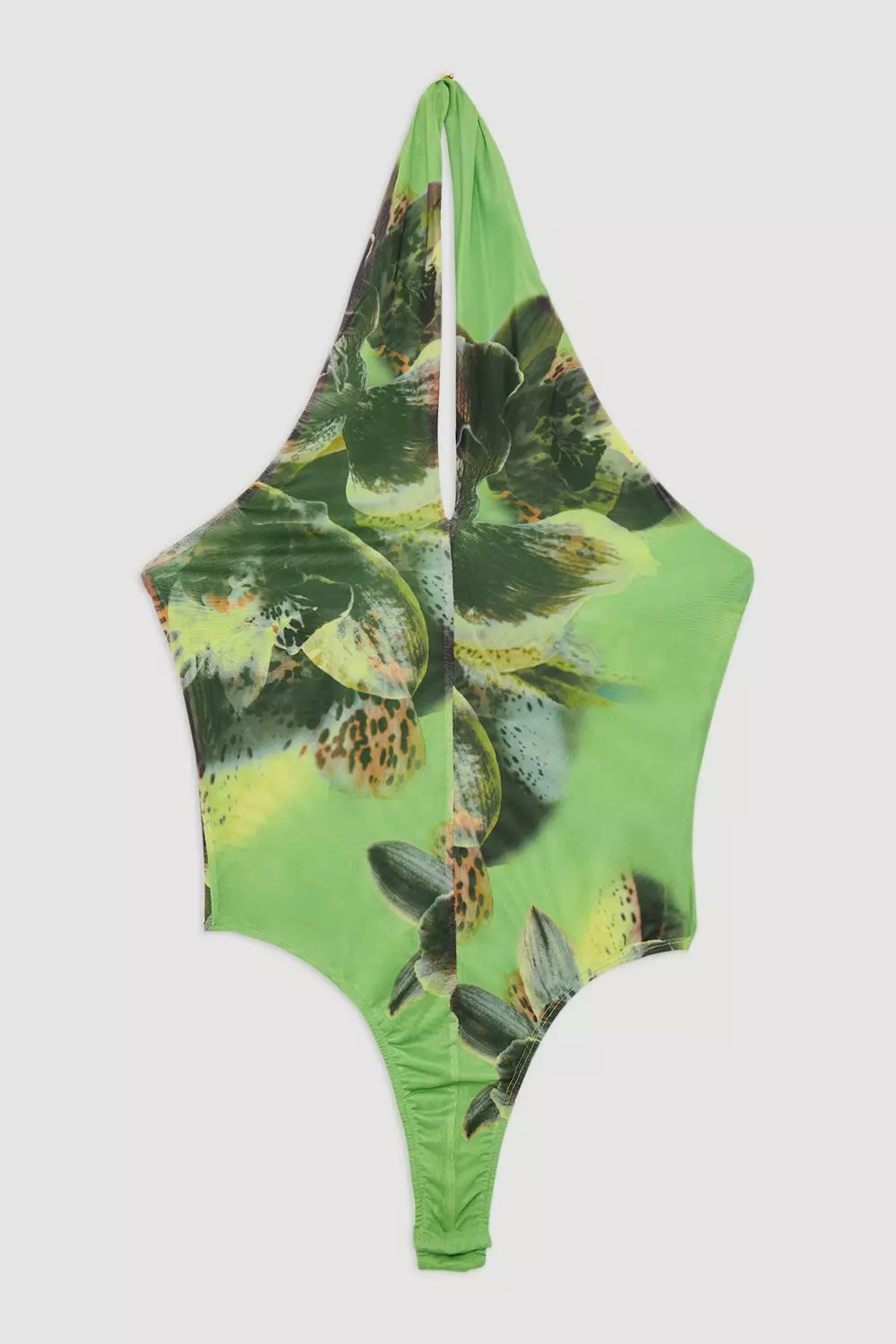 ★Karen Millen フローラルプリーツケープ 魅惑的マキシ★ Abstract Printed Mesh Cross Neck Bodysuit | Karen Millen