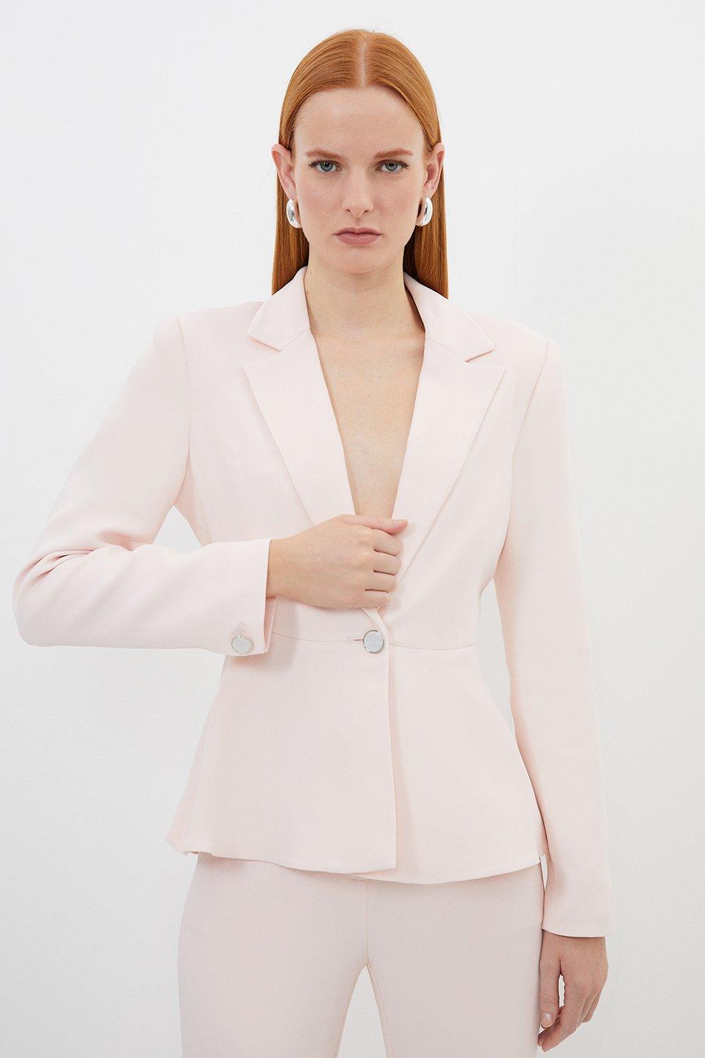 Blush Compact Viscose Tailored Peplum Blazer