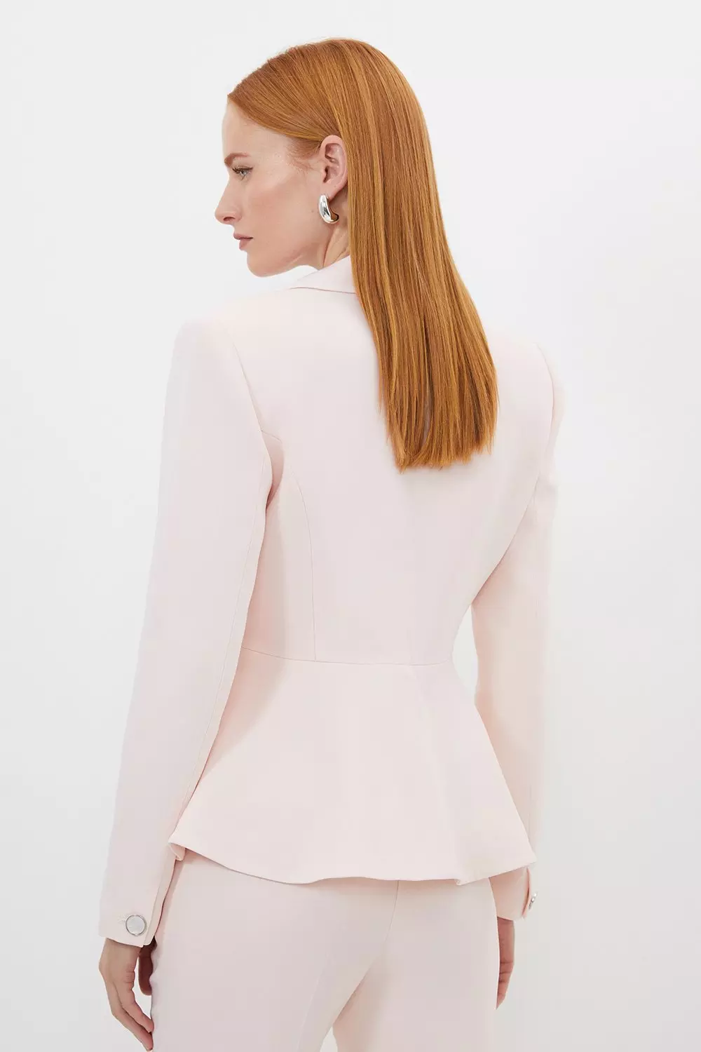 Karen Millen Womens Compact Viscose Tailored Peplum Blazer Pink Size 10