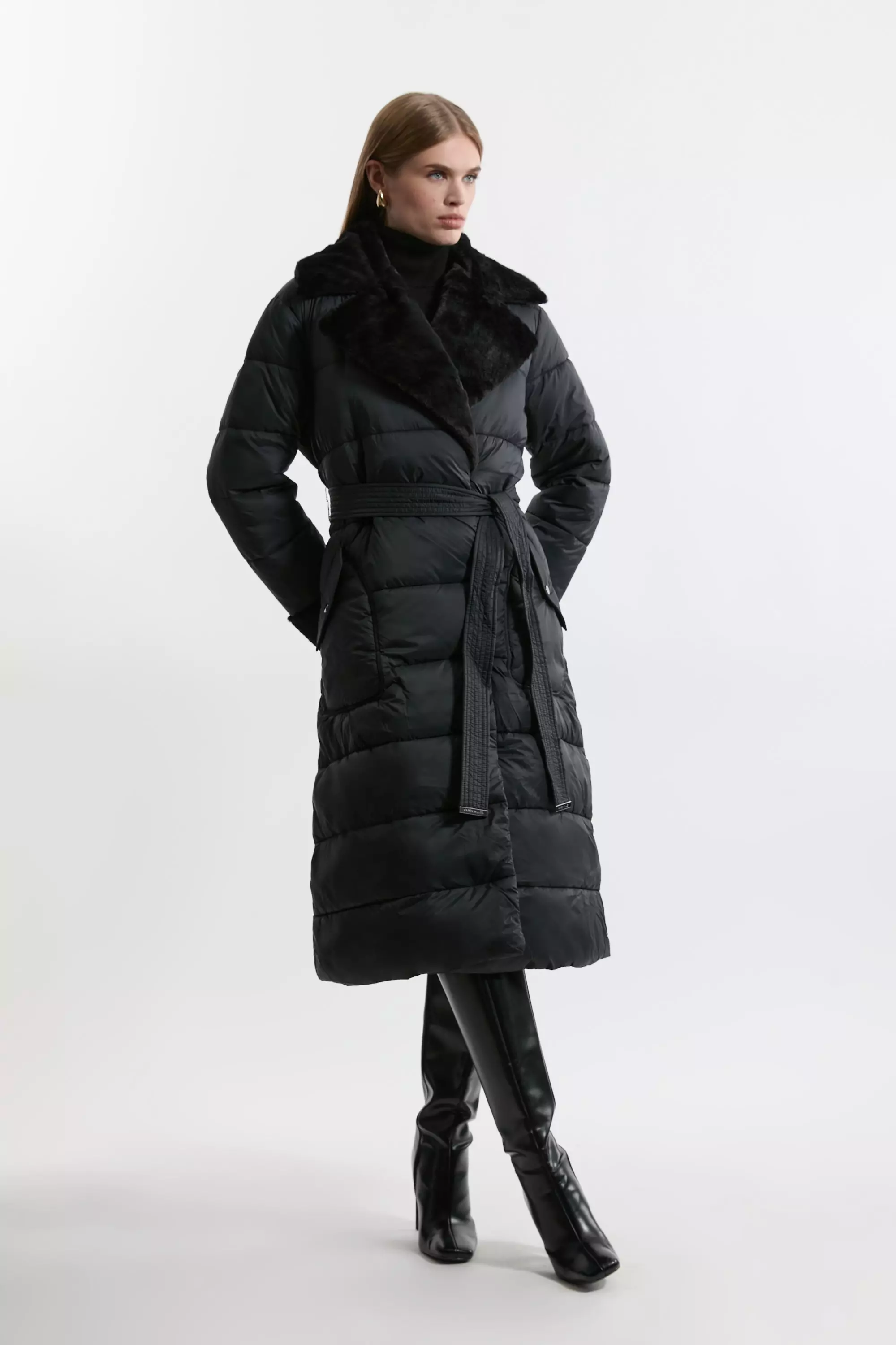 Karen millen black puffer coat on sale