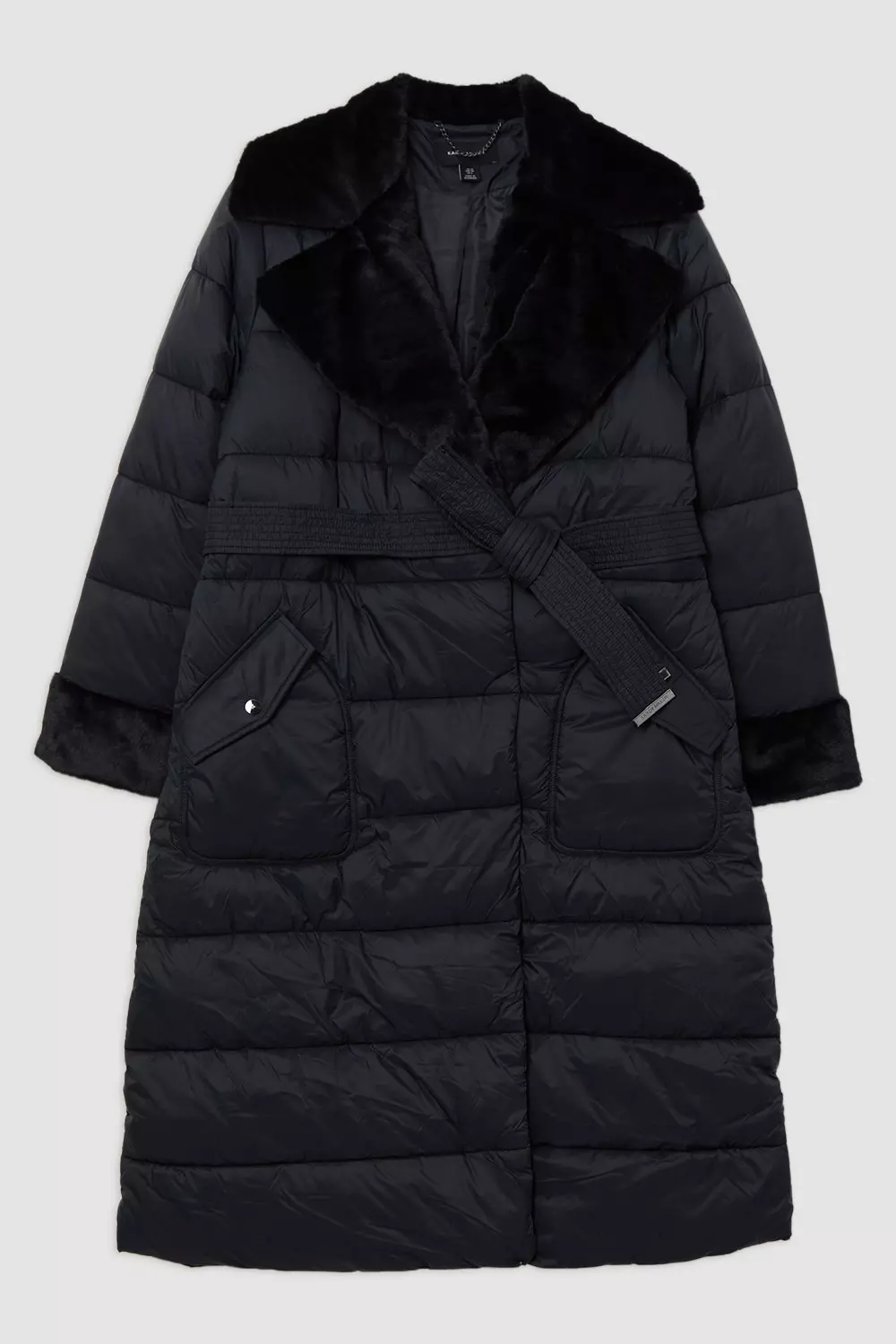 Faux Fur Lined Belted Longline Puffer Coat Karen Millen