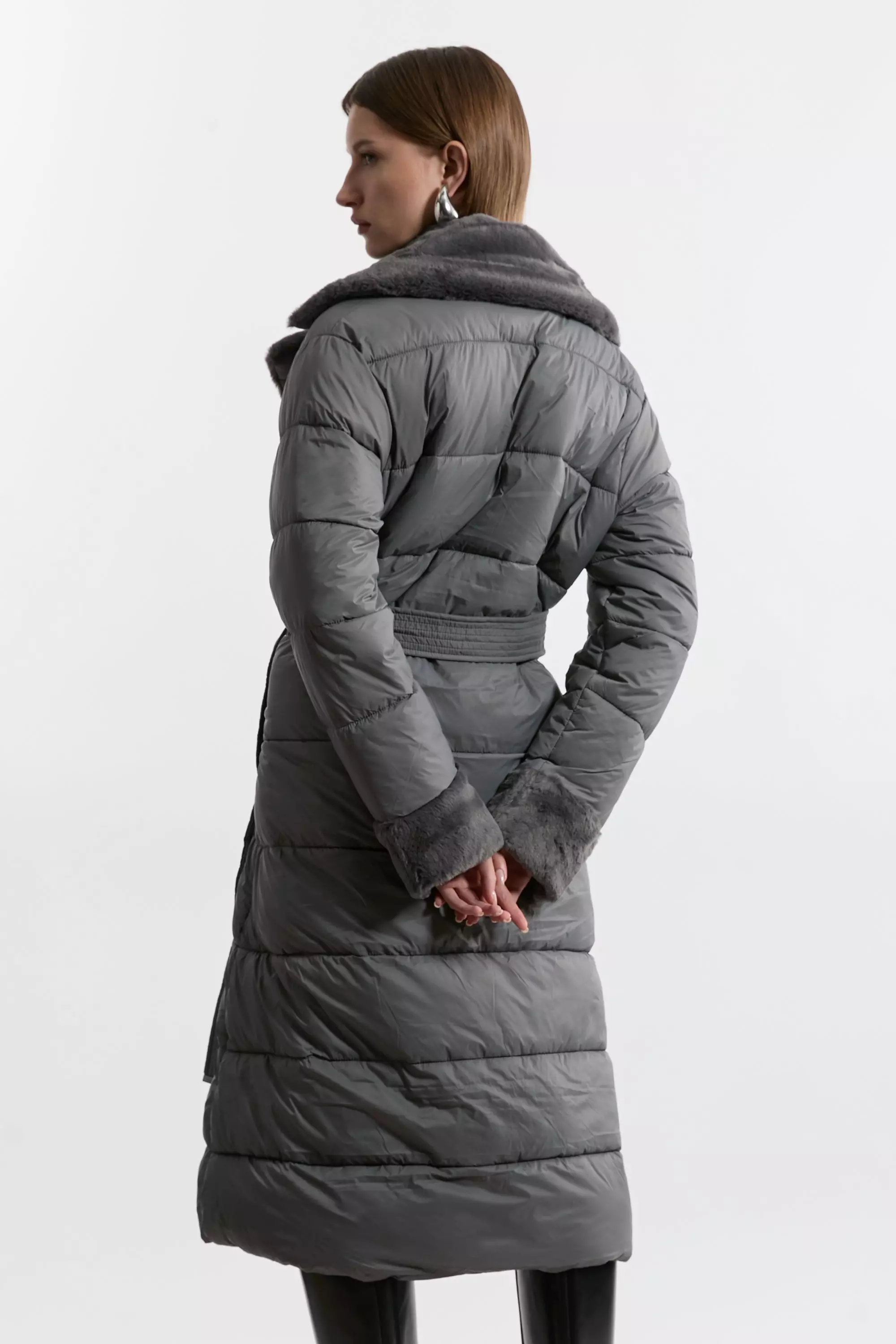 Belted longline puffer coat online