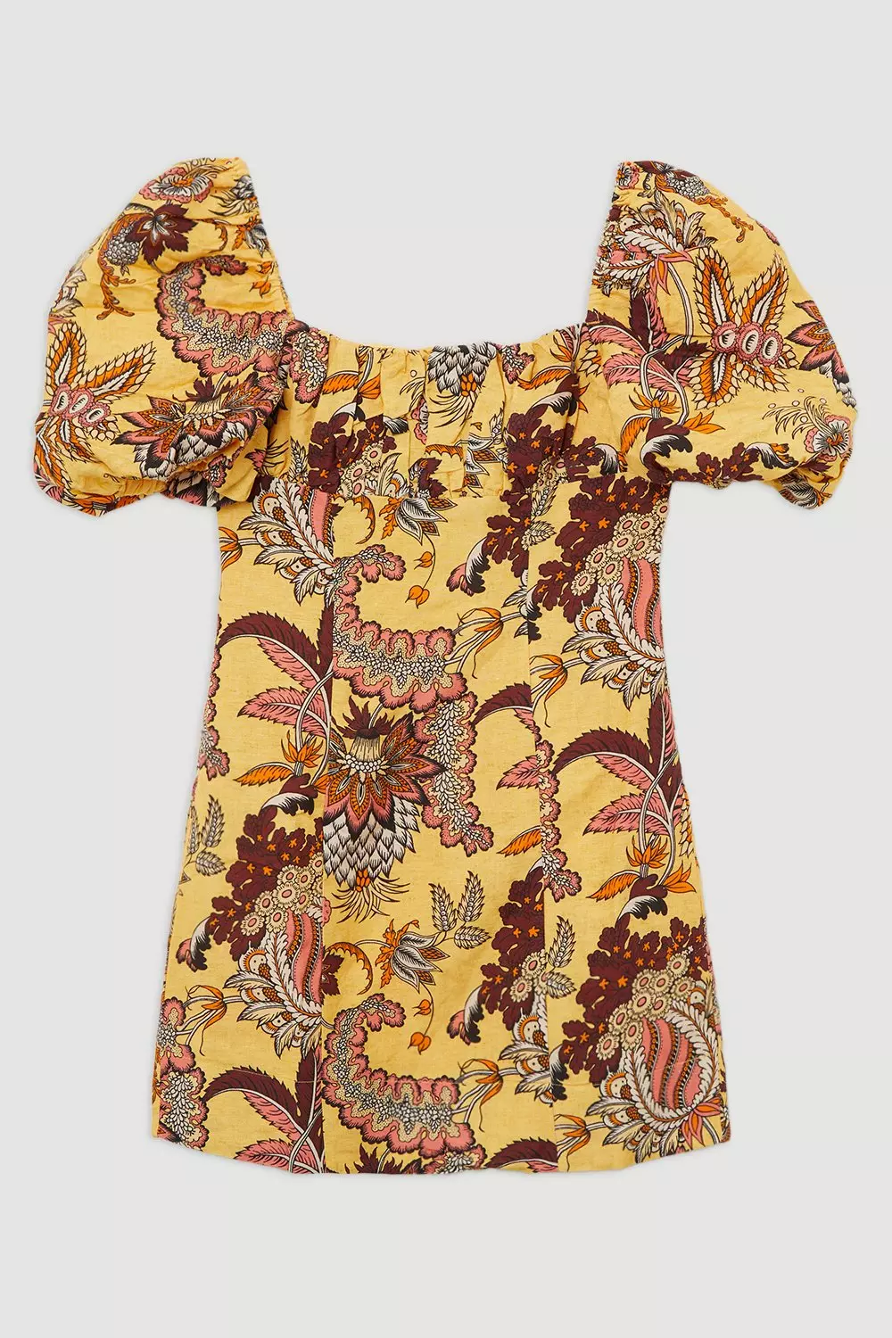 サマーセール ミニグランド バンドル Petite Dress Mini Sleeve Puff Woven Linen Viscose Paisley カットソー(半袖/袖なし)