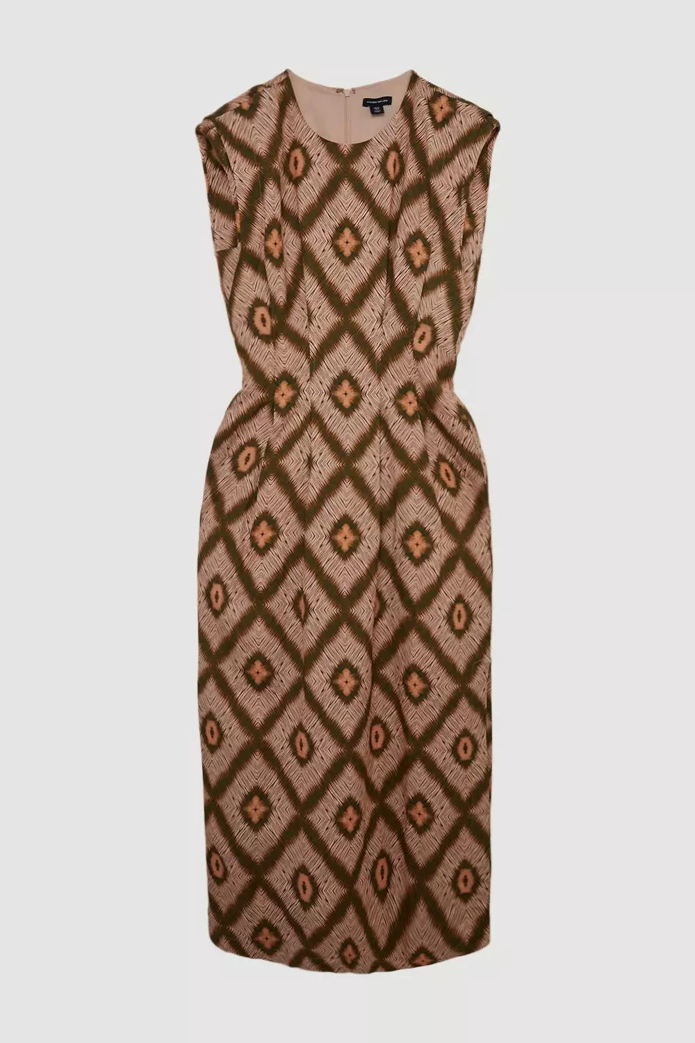 Viscose Linen Woven Strong Shoulder Midi Dress | Karen Millen