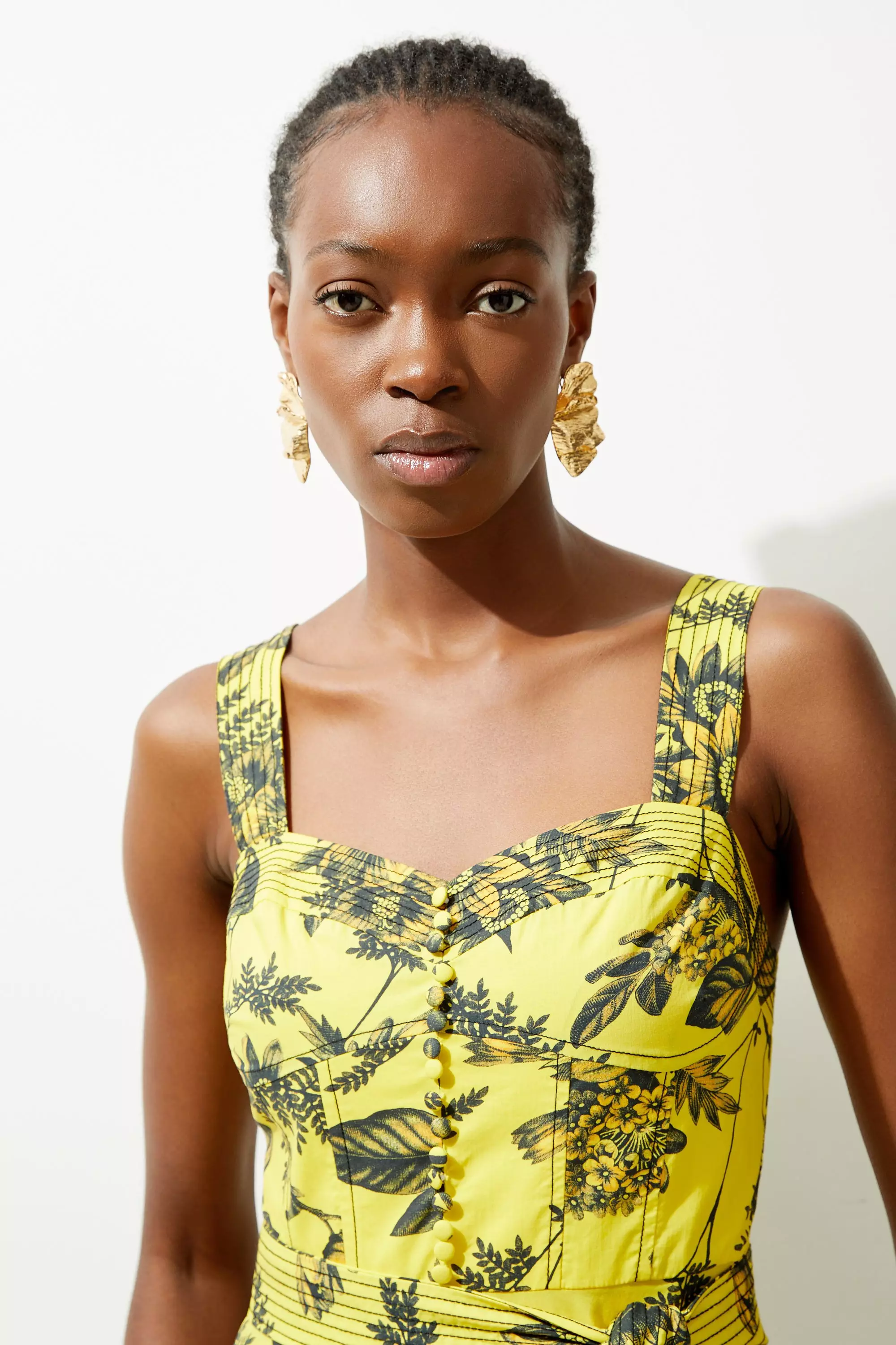 Floral belted dress sale