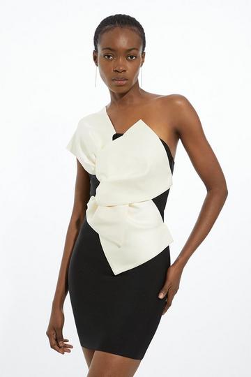 Figure Form Bandage Dramatic Bow Detail Mini Dress mono