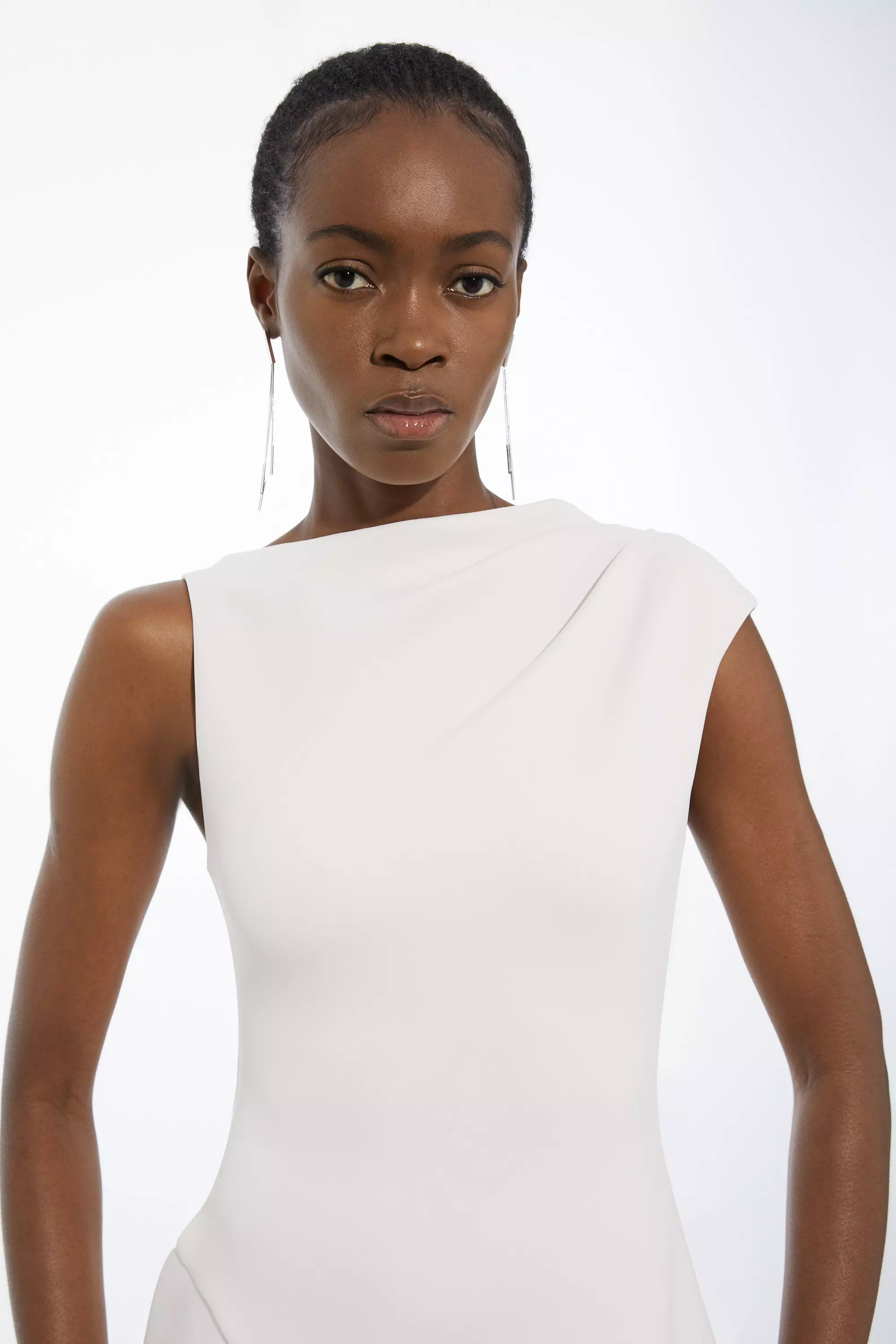 Scuba Drama Ruffle Hem Woven Maxi Dress | Karen Millen