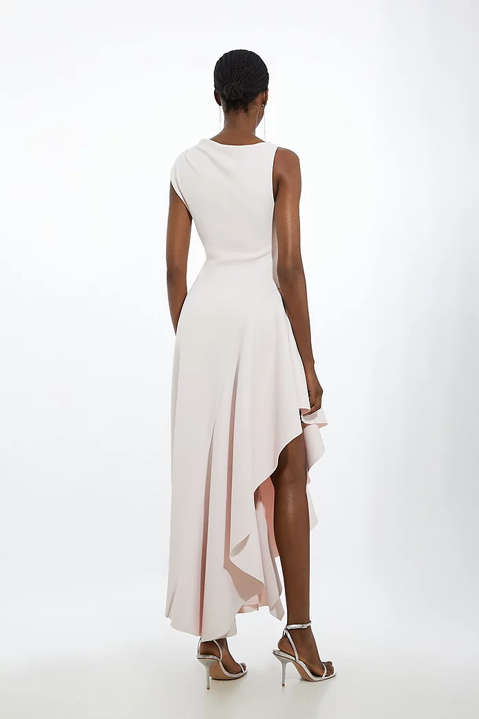 Scuba Drama Ruffle Hem Woven Maxi Dress | Karen Millen Scuba Drama Ruffle Hem Woven Maxi Dress | Karen Millen