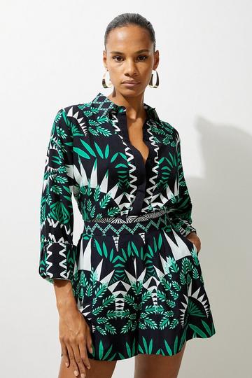 Mono Printed Viscose Woven Beach Shirt mono