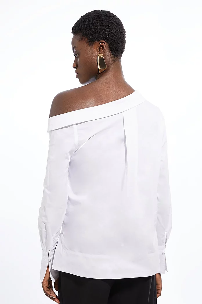 Poplin Asymmetric Longline Woven Shirt | Karen Millen Poplin Asymmetric Longline Woven Shirt | Karen Millen