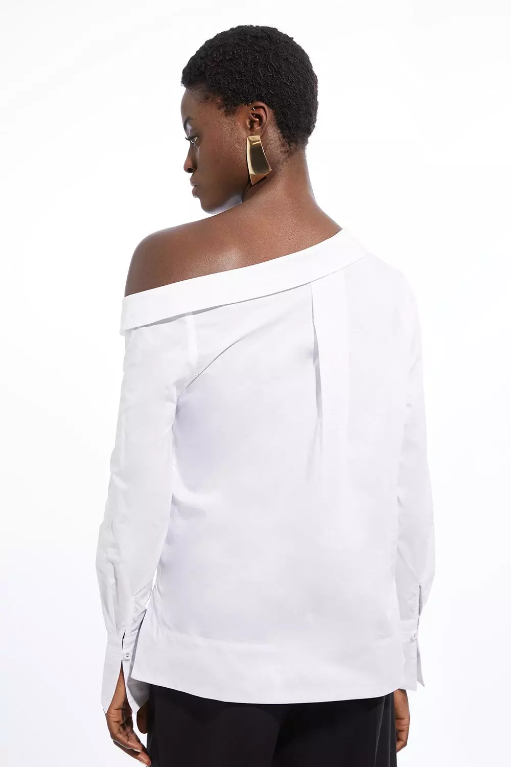 Poplin Asymmetric Longline Woven Shirt | Karen Millen