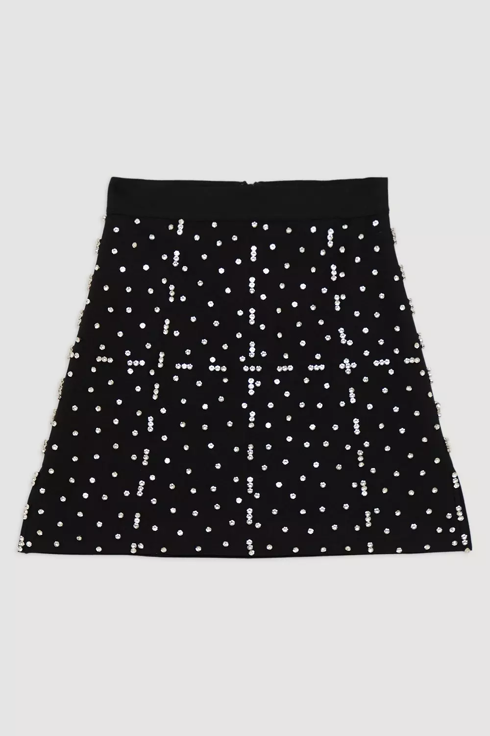 ミニスカート Button-Embellished Ribbed Stretch-knit Mini Skirt bkk19492_black_xl?$