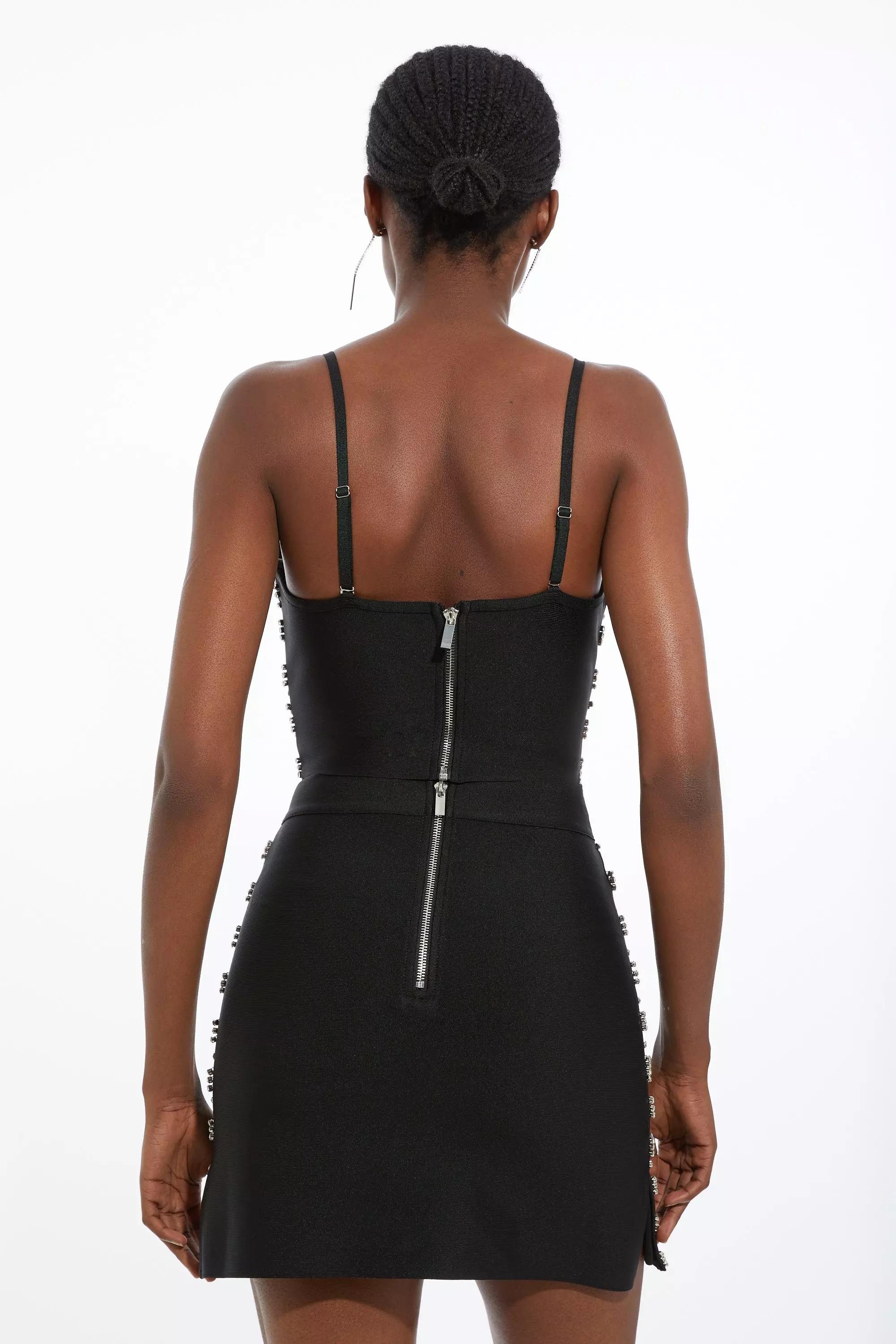 Figure Form Bandage Embellished Knit Mini Skirt | Karen Millen