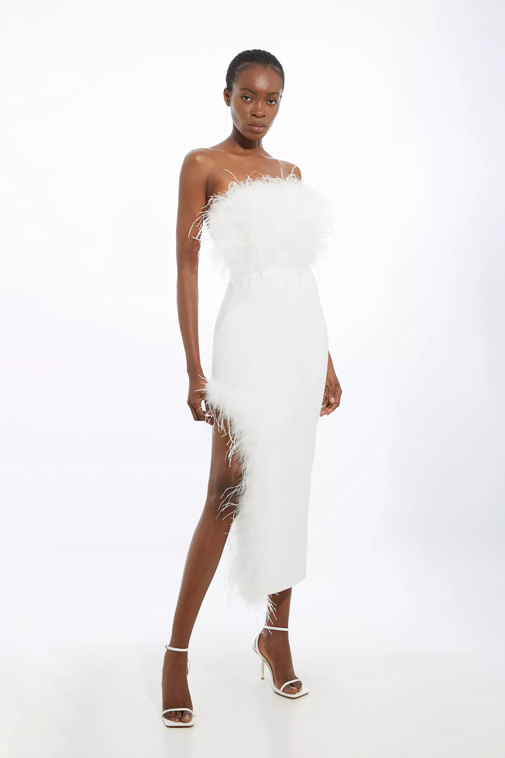 KAREN MILLEN* シーニックプリント トップステッチドレス Figure Form Bandage Foiled Knit Corset Detail Top | Karen Millen
