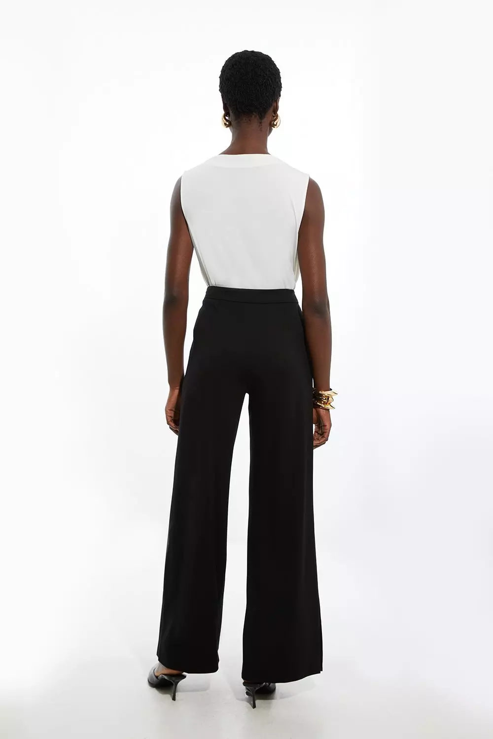 Petite Tailored Ponte Wide Leg Trousers Karen Millen