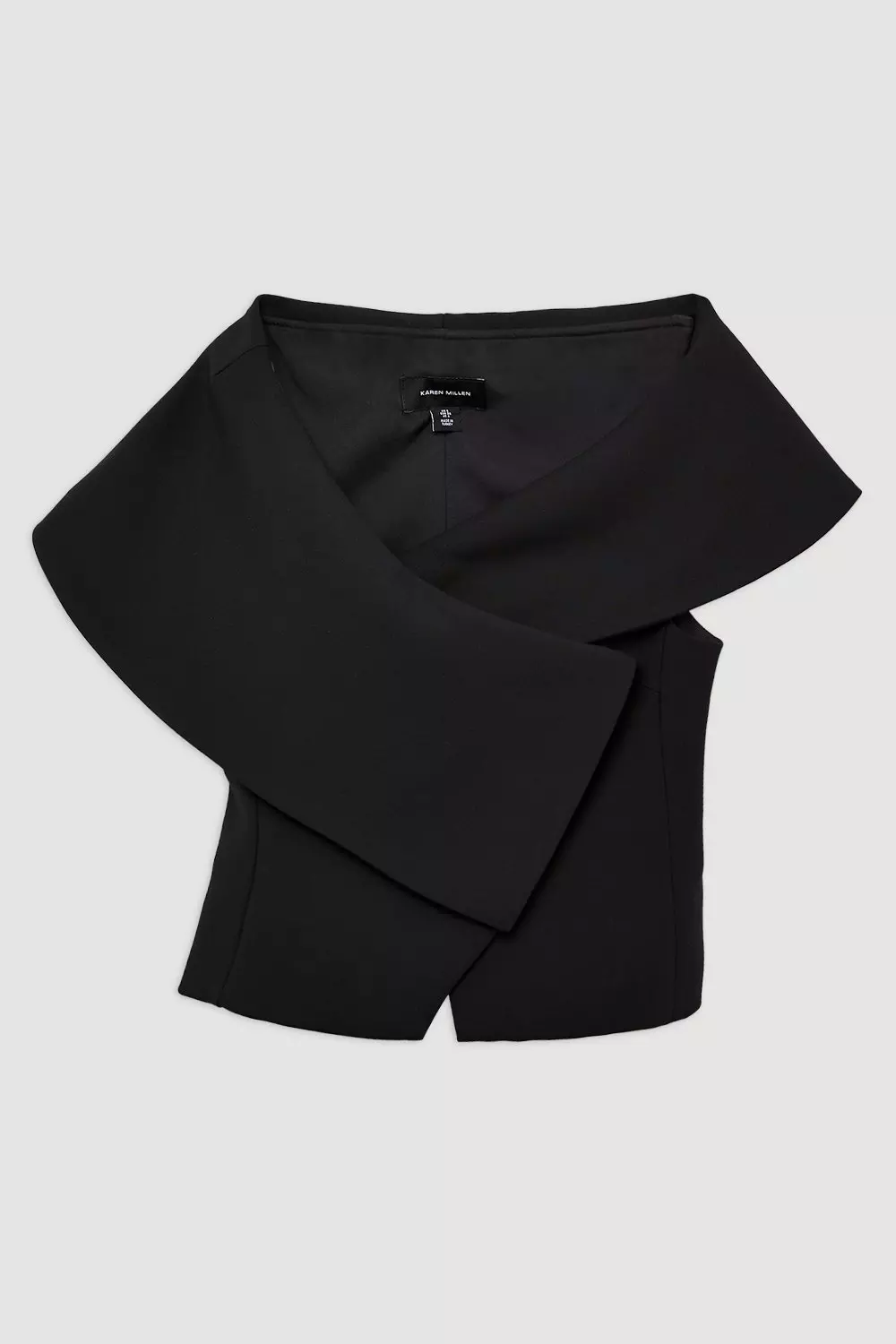 Compact Stretch Asymmetric Collar Tailored Top | Karen Millen