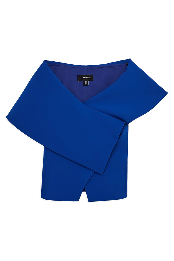 Stretch Crepe Asymmetric Collar Tailored Top | Karen Millen Stretch Crepe Asymmetric Collar Tailored Top | Karen Millen