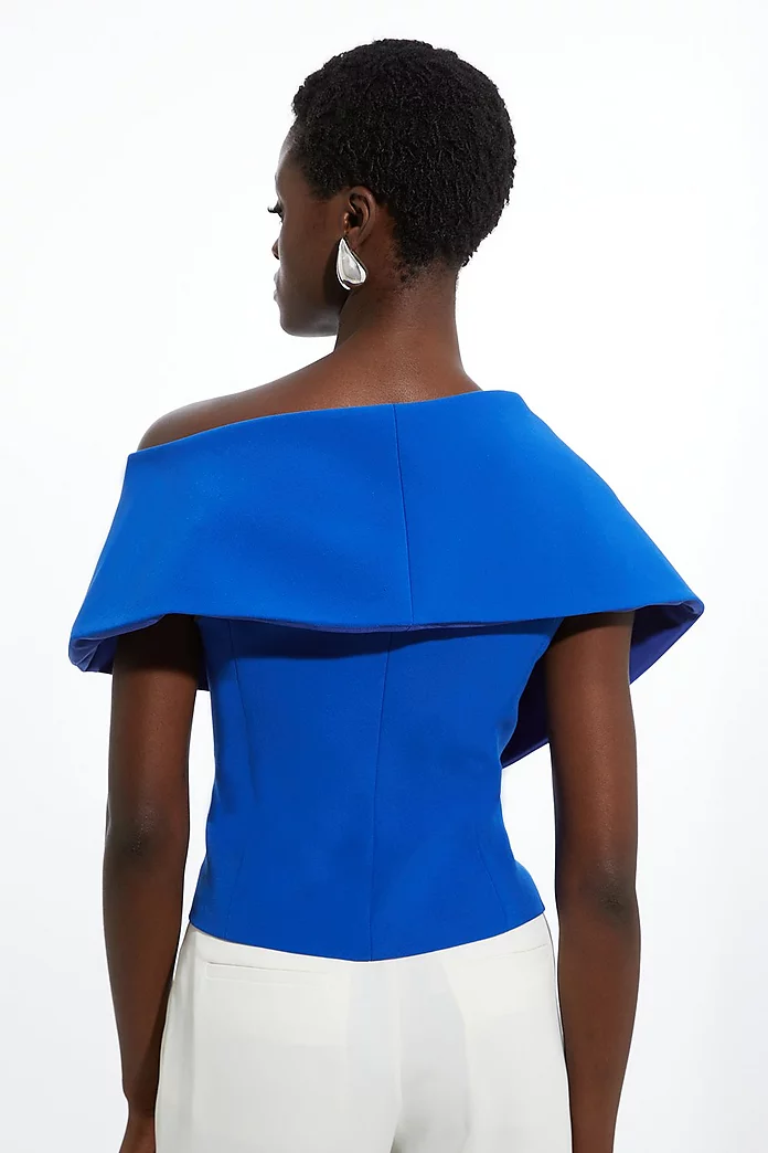 Stretch Crepe Asymmetric Collar Tailored Top | Karen Millen Stretch Crepe Asymmetric Collar Tailored Top | Karen Millen