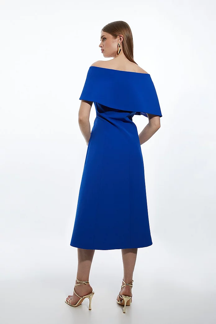 Petite Stretch Crepe Asymmetric Collar Tailored Full Skirt Petite Stretch Crepe Asymmetric Collar Tailored Full Skirt
