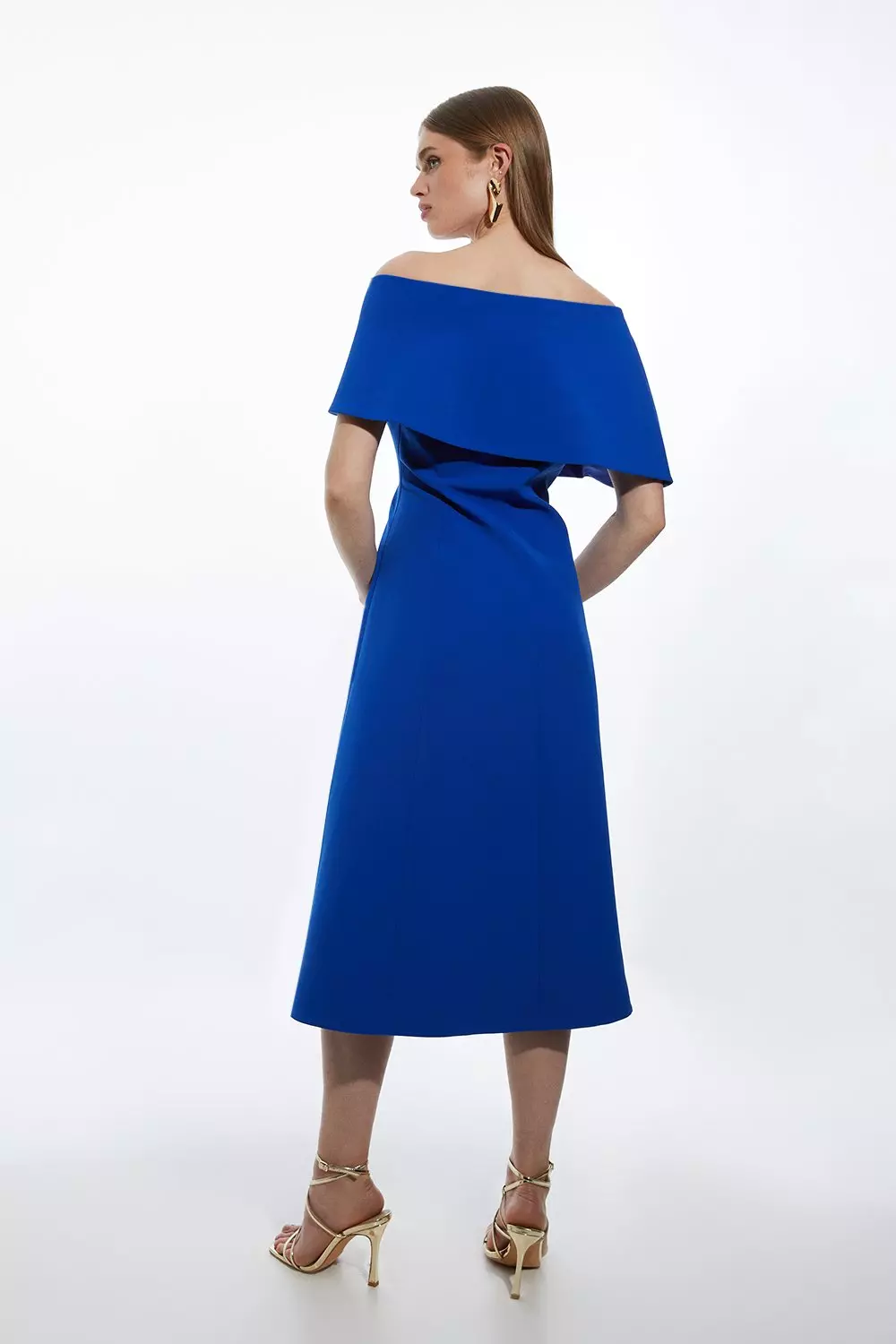 Js stretch fashion crepe midi dress