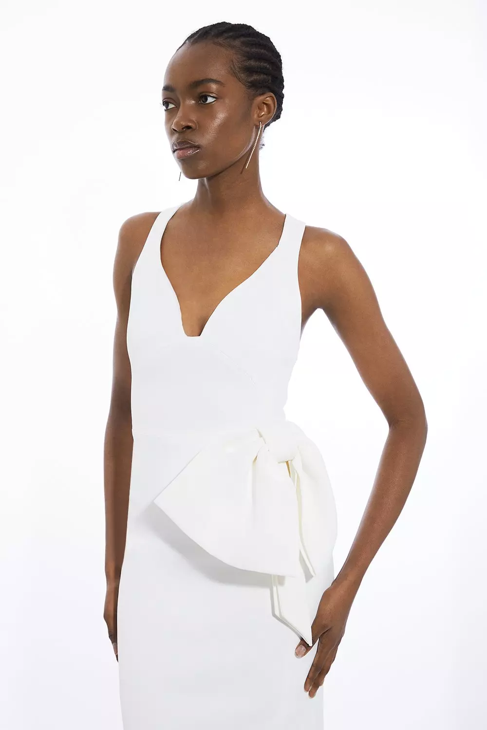 安心追跡付【KAREN MILLEN】ボイル バルドーネック ミディドレス Figure Form Bandage Embellished Bandeau Knit Midi Dress