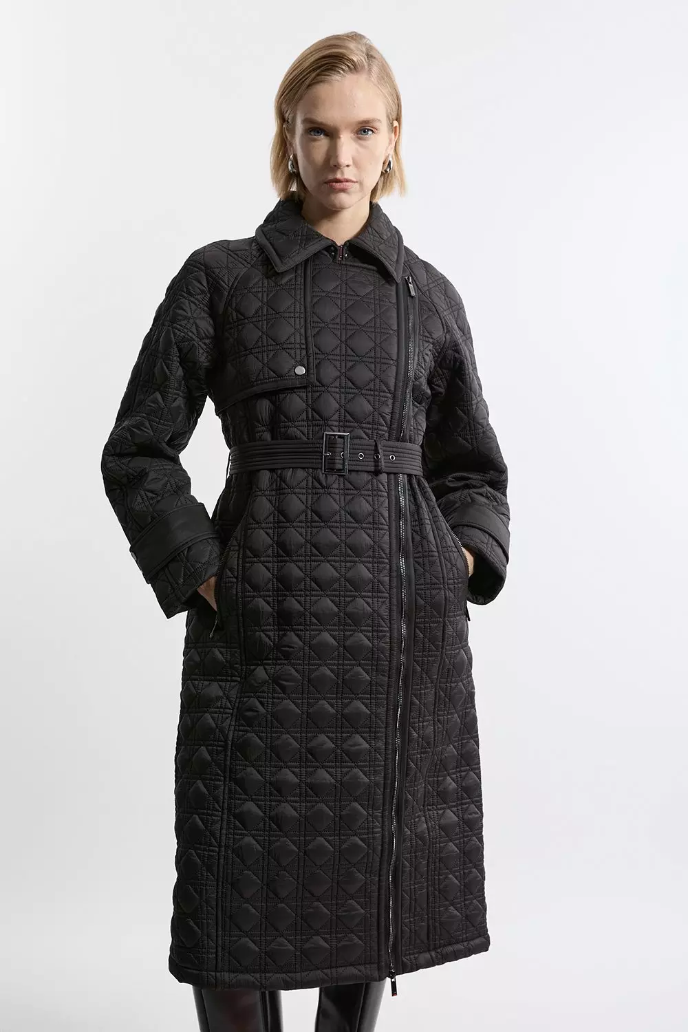 Karen millen longline quilted coat best sale