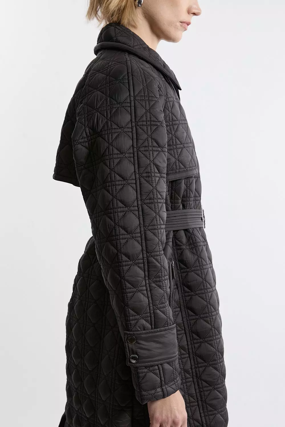 Quilted Belted Longline Trench Coat | Karen Millen