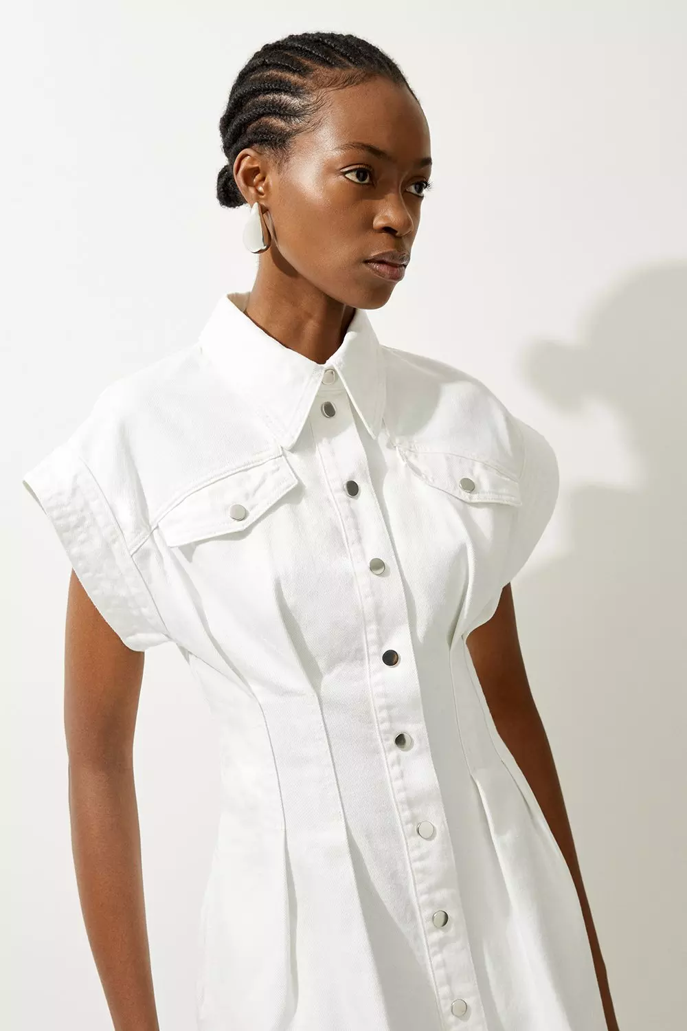 Denim Button Through Darted Waist Maxi Shirt Dress Karen Millen