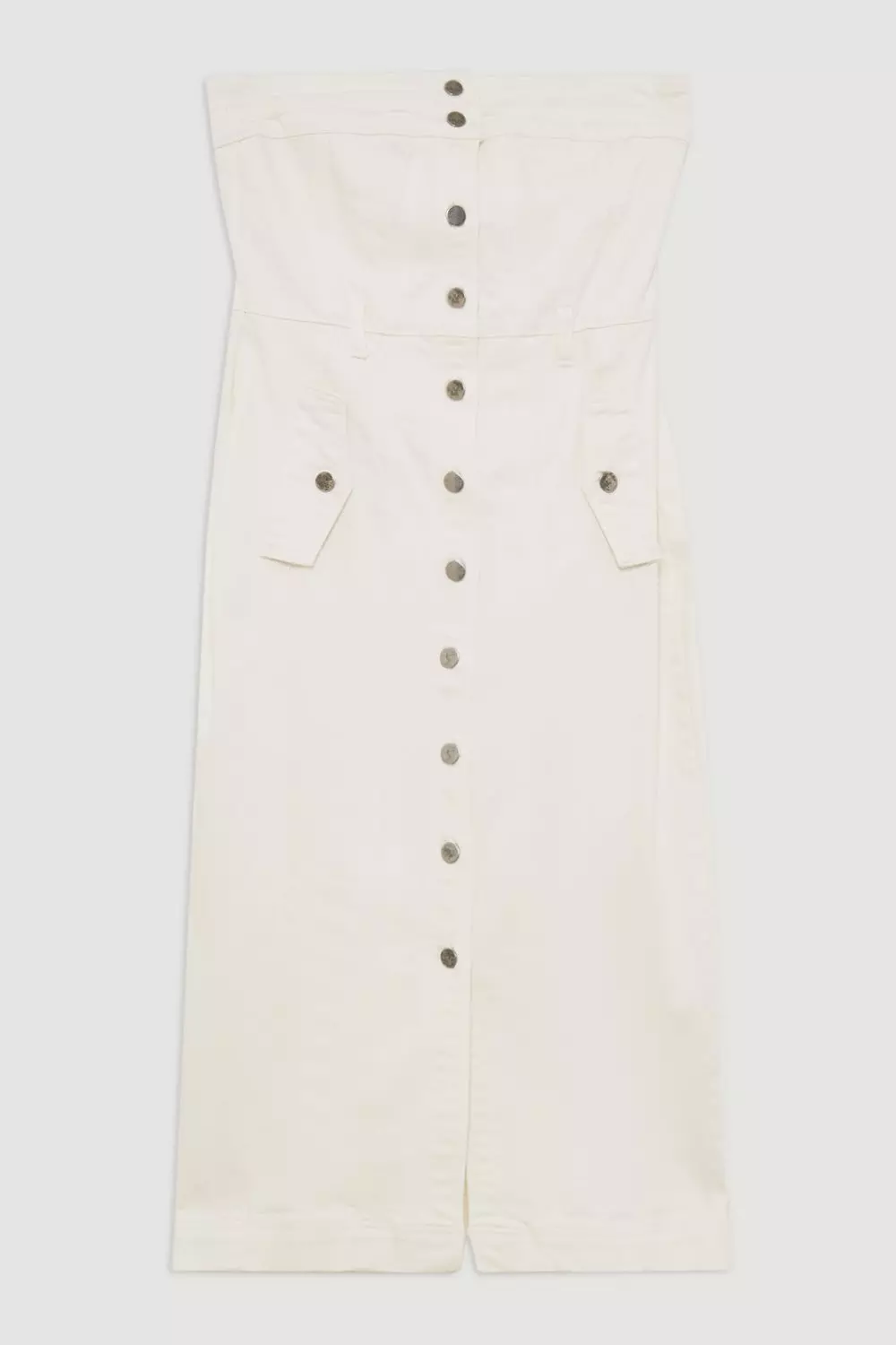 Denim Bandeau Button Through Maxi Dress | Karen Millen