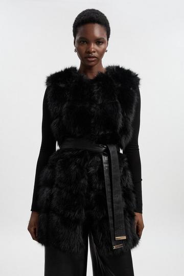 Faux Fur Panelled Gilet black