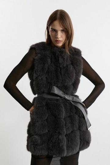 Faux Fur Panelled Gilet dark grey