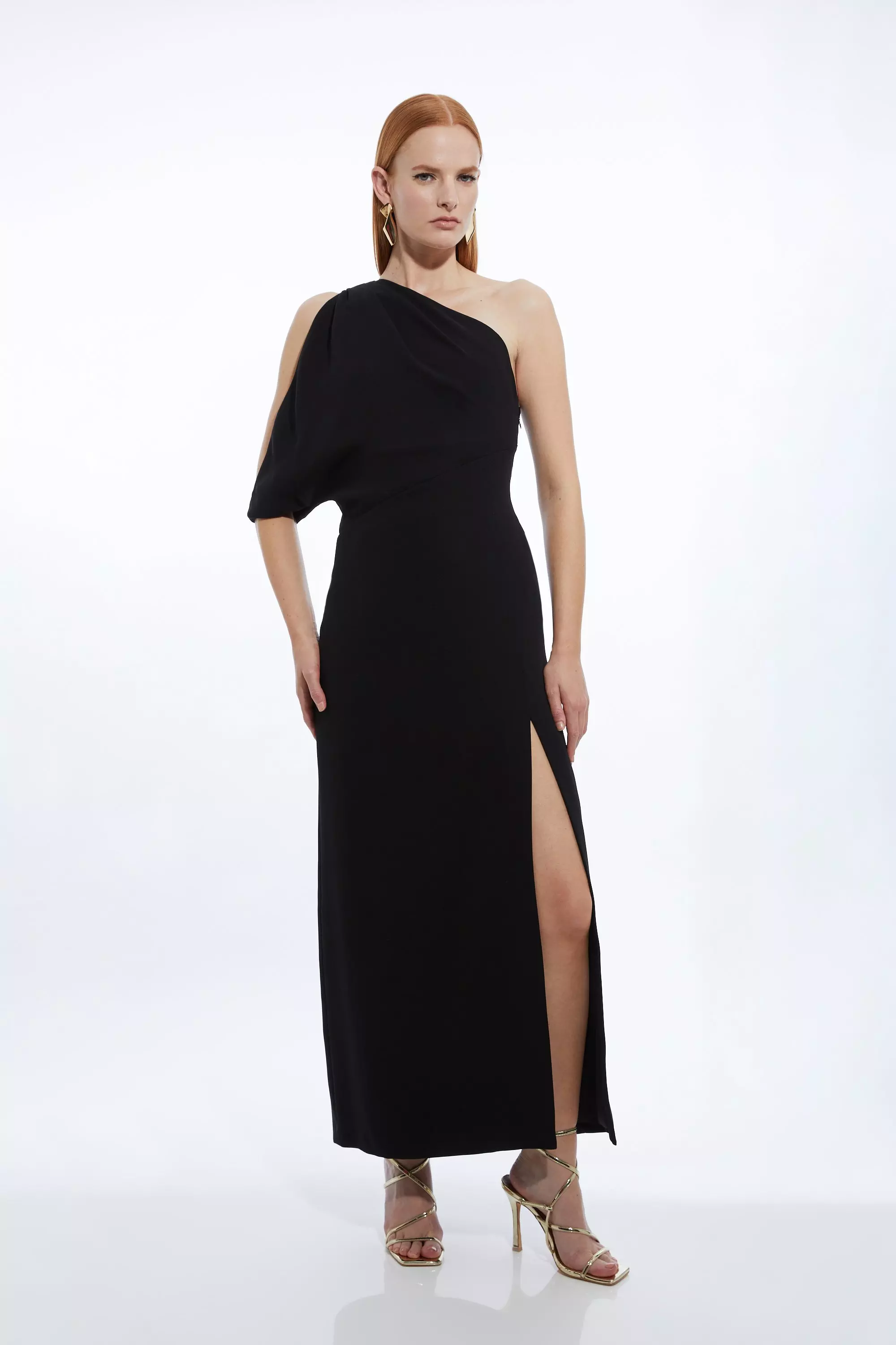 Black Petite Tailored Asymmetric Cold Shoulder Maxi Dress alternative image