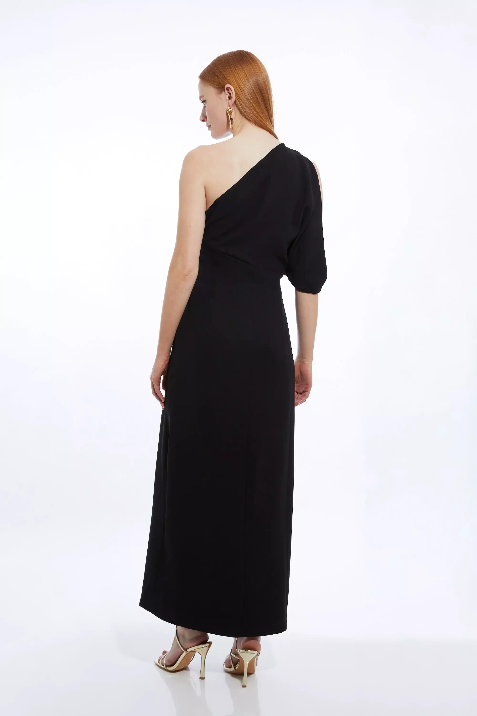 Black Petite Tailored Asymmetric Cold Shoulder Maxi Dress alternative image