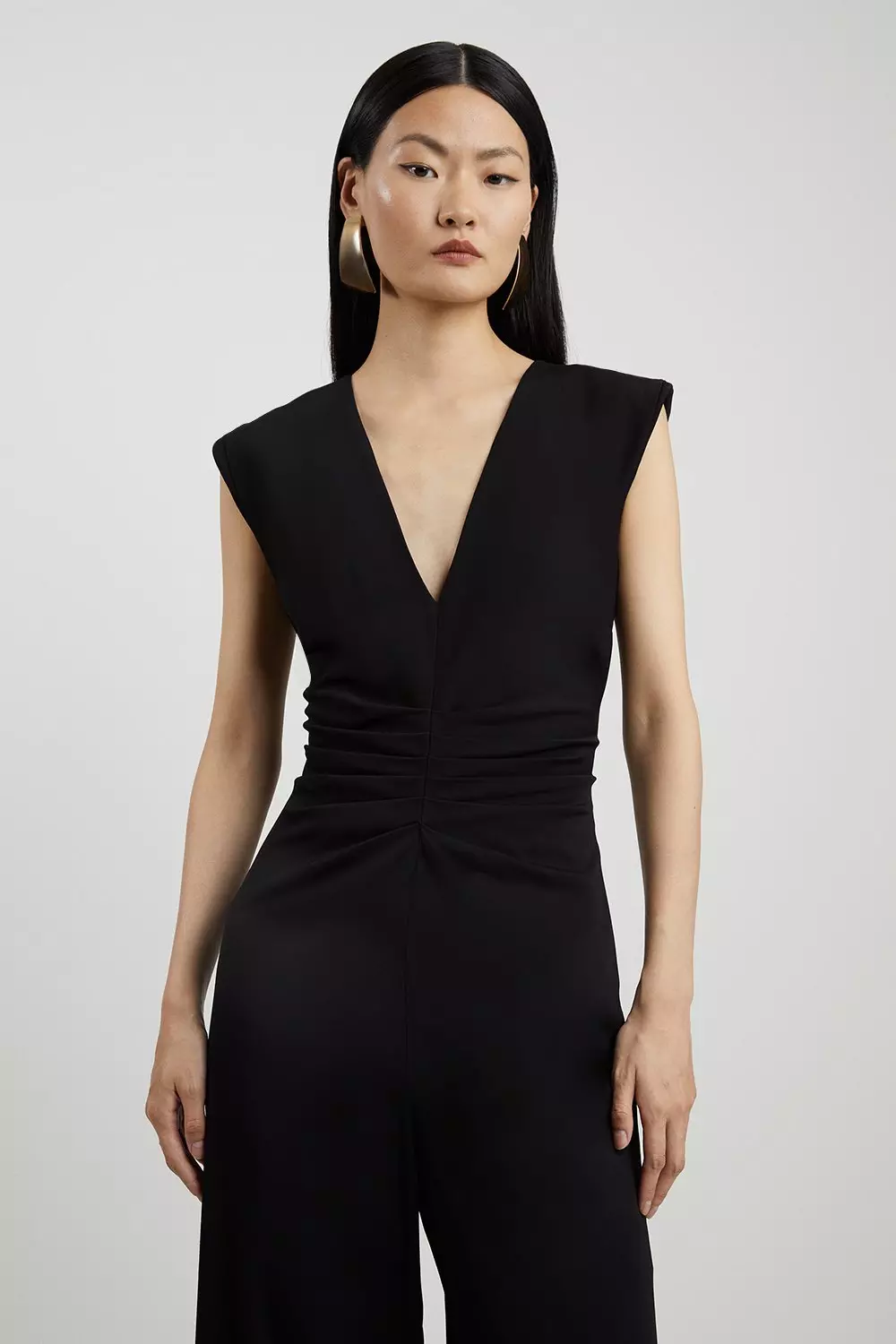 ◆KAREN MILLEN◆テーラードワイドレッグ ジャンプスーツ/ black ◇KAREN MILLEN◇テーラードワイドレッグ ジャンプスーツ/ black