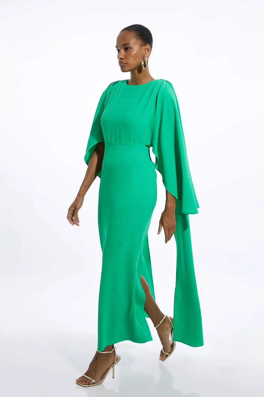 特価/完売前に【KARENMILLEN】Compact Stretch Cape ドレス Compact Stretch Viscose Cape Detail Maxi Dress | Karen Millen
