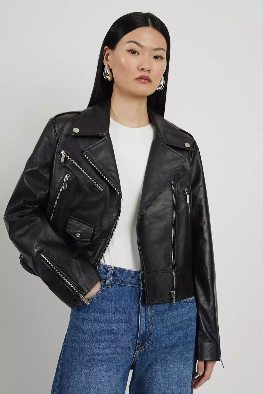 Karen millen leather biker jacket best sale