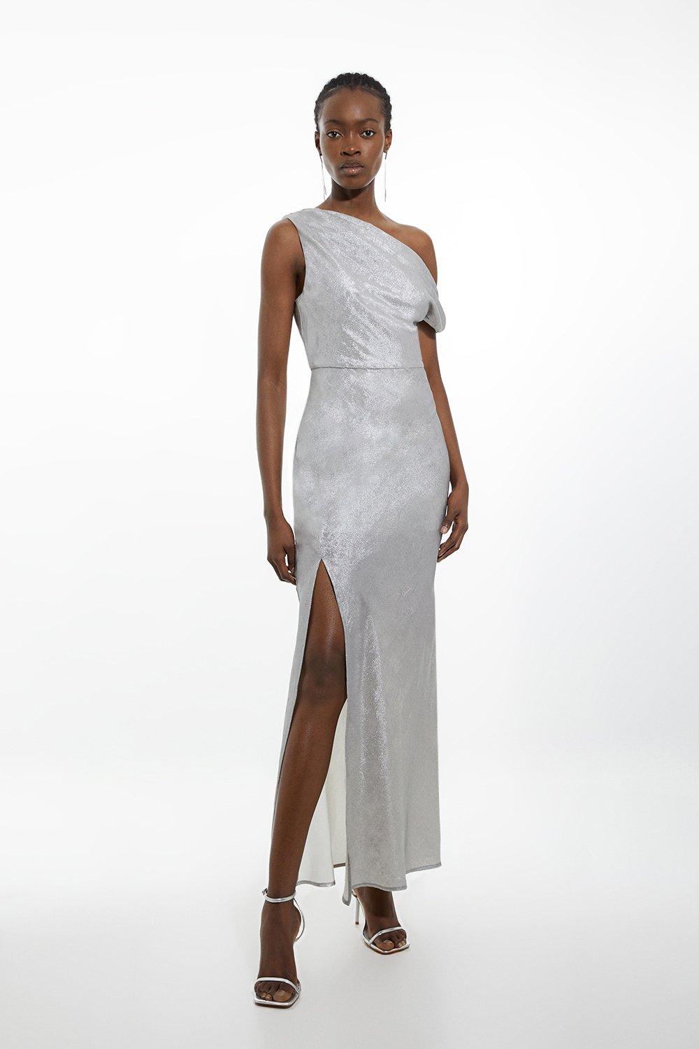 Silver cocktail dress for wedding deals