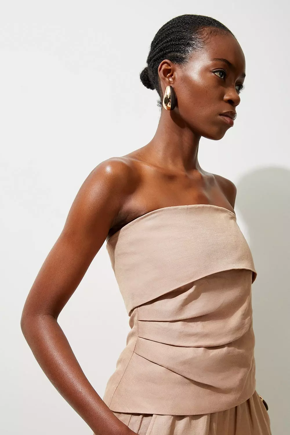 Neutral Viscose Linen Woven Bandeau alternative image