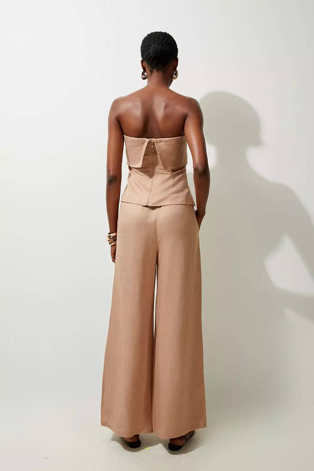 Neutral Viscose Linen Woven Bandeau alternative image