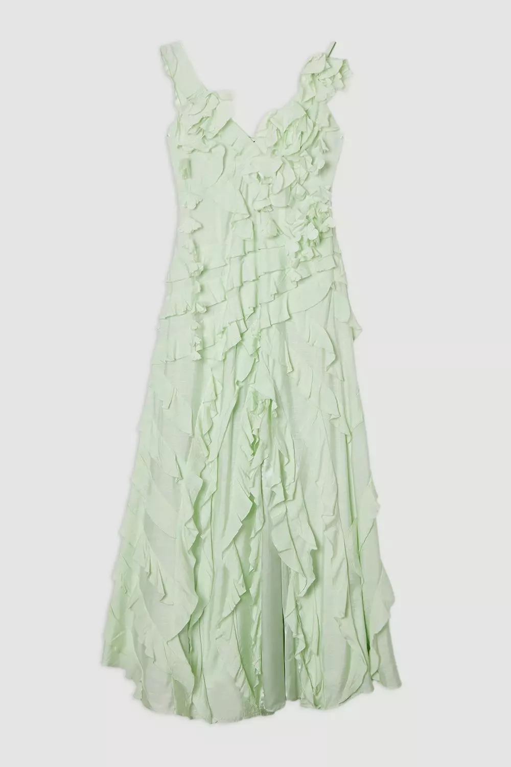 Petite Embellished Ruffle Strappy Woven Maxi Dress | Karen