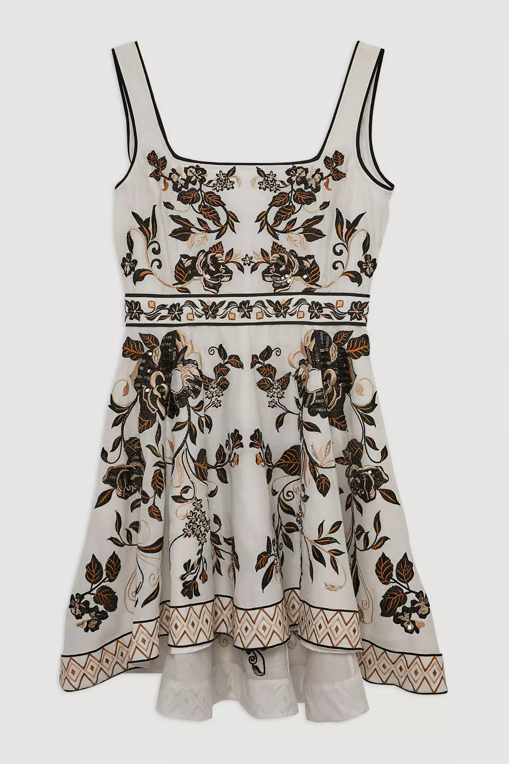 【KAREN MILLEN】プチ抽象プリントコットン着物袖織りミニドレス bkk19634_neutral_xl?pdp.template